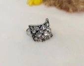 Otantik Tasarım Kadın Yüzük Swaroski Taşlı Yüzük Ayarlanabilir Ölçü - 1