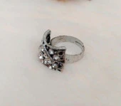 Otantik Tasarım Kadın Yüzük Swaroski Taşlı Yüzük Ayarlanabilir Ölçü - 2