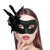 Siyah Metalize Tüylü Parti Maskesi thumbnail 1