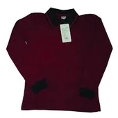 polo yaka tişört bordo uzun Kol 6-16 Yaş Okul Tişört/T-Shirt - 1