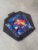 Unisex Fermuarlı  Baskılı Rüzgarlik - Siyah - 7