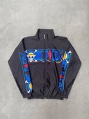 Unisex Fermuarlı Baskılı Rüzgarlik - Siyah - 6