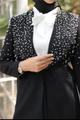 Belden Bağlamalı İncili Ceket Takımı - (38-46) - 71193 - Siyah thumbnail 7