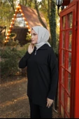 Fermuar Yaka Sade Sweat İkili Takım - (38-46) - 71221 - Siyah - 4