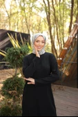 O Yaka Kısa Tunik Pantolon Sade İkili Tesettür Eşofman Takımı - (38-46) - 71219 - Siyah - 3