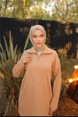 Fermuar Yaka Sade Sweat İkili Takım - 71221.026 - Bej - 5