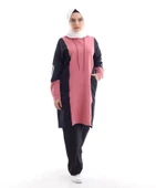 Kapşonlu Yandan Cepli İkili Tesettür Eşofman Takımı - 09048.003 - Siyah - 1