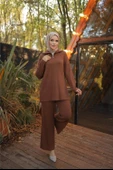 Fermuar Yaka Sade Sweat İkili Takım - 71221.028 - Kahverengi thumbnail 3