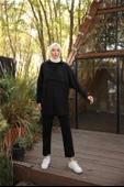 Kapşonlu Kanguru Cepli Sweat-Pantolon İkili Eşofman Spor Takımı - (38-46) - 71214 - Siyah - 5