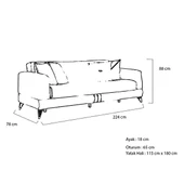 Belletto Amoris Üçlü Koltuk Krem - 3