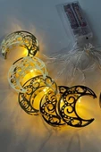 MAGICLEDCORNER Ramazan Konseptli Hilal Led Işık Zinciri Gold Metal 1,5 Metre 10 Led Pilli thumbnail 2