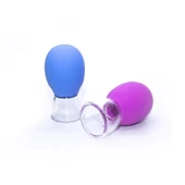 Mini Silikon Vakumlu Mika Yüz Masaj Kupası 2'li Set Mavi-Mor Renk thumbnail 4