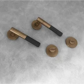 Duo One-S Zamak Mat Antik Sarı - Siyah Rozetli Zamak Wc Banyo Kapı Kolu 1 Takım - 1
