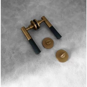 Duo One-S Zamak Mat Antik Sarı - Siyah Rozetli Zamak Wc Banyo Kapı Kolu 1 Takım - 3