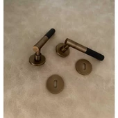 Duo One-S Zamak Mat Antik Sarı - Siyah Rozetli Zamak Oda Kapı Kolu 1 Takım thumbnail 5