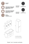 Karen Banyo Lotus 100 Cm Banyo Dolabı Seti Boy Dolaplı Lavabo Dahil Antrasit Çekmeceli Komple Mdf - 4