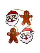 Yılbaşı Çam Ağacı Süsleri Kurabiye Adam ve Noel Baba set  2+2 adet - 3