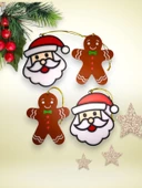 Yılbaşı Çam Ağacı Süsleri Kurabiye Adam ve Noel Baba set  2+2 adet - 1