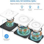 QASUL Manyetik Katlanabilir Kablosuz Şarj Cihazı, Çoklu Cihazları için Şarj İstasyonu-Seyahat Şarj Pedi Yuvası - 3