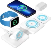 QASUL Manyetik Katlanabilir Kablosuz Şarj Cihazı, Çoklu Cihazları için Şarj İstasyonu-Seyahat Şarj Pedi Yuvası - 1