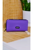 Kadın Şık Çok Amaçlı Cüzdan Mor, Açık Kahve & Turkuaz Renk Seçenekleriyle Kartlık ve Telefon Bölmeli thumbnail 1