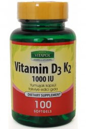 Vitapol Vitamin D3 Vitamin K2 100 Softgel D Vitamini K Vitamini Skt Şubat 2024 Ücretsiz Kargo - 1