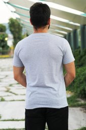 Erkek Gri Slim Fit Büyük Çapa Desenli Kısa Kollu Tişört 20ETSHBCAP - 4