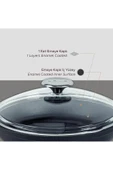 Lava Döküm Yuvarlak Sahan Cam Kapaklı Döküm Demir Yekpare Çift Kulplu Çap 24 cm - 6