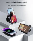 Evrensel Katlanabilir Taşınabilir Kablosuz 3 İn 1 Şarj Standı Manyetik Şarj Cihazı Dock - 5
