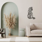 ANSAC METAL Kedi Geometrik Metal Duvar Tablosu 30x48cm Siyah thumbnail 1