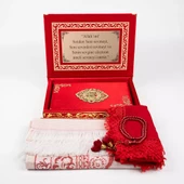 Şal + Seccade + Tesbih + Kuran Hediye Seti (Orta B. Şems Lafzatullah Gold Pleksi Raşel Kutu, Kırmızı) thumbnail 3