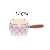 Emaye 3lü Saklama Kızartma Tenceresi 3lü Kavanoz Seti ve Sos Tavası Pembe Dama Desen - 2