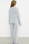 Fitilli Yaka Detaylı Pijama Takım - Gri thumbnail 6