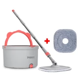 Pony Gri Yedekli Temiz & Kirli Suyu Ayırma Özelliği Otomatik Temizlik Seti Mop Paspas - 1