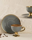 English Home Lalia New Bone China 4 Parça 2 Kişilik Kahve Fincan Takımı Gri - 1