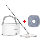 Pony Beyaz Yedekli Temiz & Kirli Suyu Ayırma Özelliği Otomatik Temizlik Seti Mop Paspas - 1