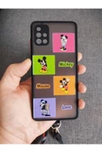 Samsung Galaxy A52 Mickey Mouse Tasarım Tuşları Renkli Hux Telefon Boyun Askılı Set Kılıf - 4
