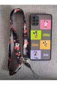 Samsung Galaxy A52 Mickey Mouse Tasarım Tuşları Renkli Hux Telefon Boyun Askılı Set Kılıf - 1