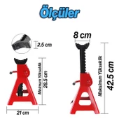 2'li Sehpa Kriko 3 Ton Oto Araç Araba Kaldırma Sabitleme Kollu Seti Sehpa Tip Kiriko 3 Ton 1 Çift thumbnail 5