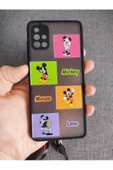 Samsung Galaxy A52 Mickey Mouse Tasarım Tuşları Renkli Hux Telefon Boyun Askılı Set Kılıf - 2