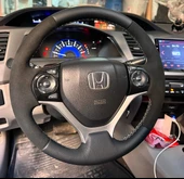 Honda Civic FB7 Araca Özel Direksiyon Kılıfı (ALCANTRA DAMARLI SİYAH İP) thumbnail 2