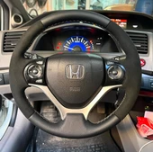 Honda Civic FB7 Araca Özel Direksiyon Kılıfı (ALCANTRA DAMARLI SİYAH İP) thumbnail 1