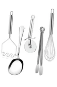 5 Parça Mutfak Gereçleri Seti Patates Ezici, Servis Kaşığı, Pizza Kesici, Izgara Maşa Tel Çırpıcı - 1