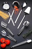 Selenica 8 Parça Servis Ve Maşa Seti Spatula,kepçe,kevgir,kaşık,makarna,salata,pasta,ızgara Maşası - 1