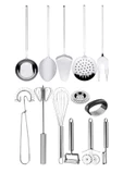 Selenica 13 Adet Mutfak Hazırlık Için Çırpıcı, Kaşık, Kepçe, Spatula Çatal, Soyacak, Pişirme, Sunum Seti - 1