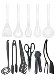 Selenica 11 Parça Mutfak Çeyiz Seti,Teflon Kepçe Seti,Izgara Maşası,Çırpıcı,Makas,Spatula. - 1