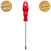 Tornavida Yıldız Tornavida Kırmızı Plastik Sap 5x150 mm - 1