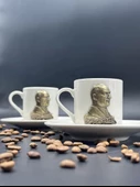 Metal Bronz Atatürk 2li Fincan Seti - 3