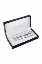 Steel Pen Takım Kalem Dolma+Tükenmez Uranus Serisi Parlak Krom 783 - 1