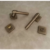 Dem Mat Antik Sarı Lüx Kare Rozetli Zamak Wc Banyo Kapı Kolu 1 Takım thumbnail 5